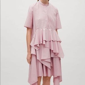 COS Pink Ruffle Shirt Dress